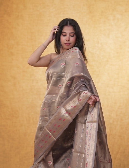 Chandni Taupe - Pallu pallu