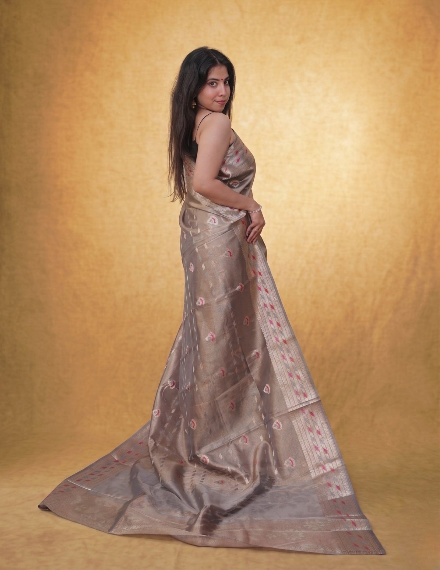 Chandni Taupe - Pallu pallu