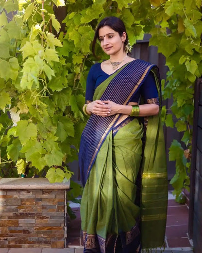 Green Naraynpet Pure Cotton Saree
