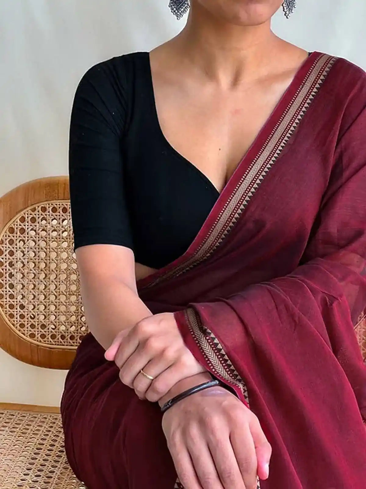 Maroon  Naraynpet Pure Cotton Saree