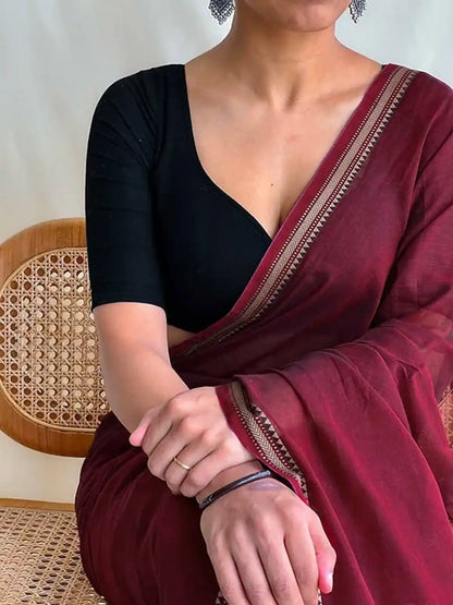 Maroon  Naraynpet Pure Cotton Saree