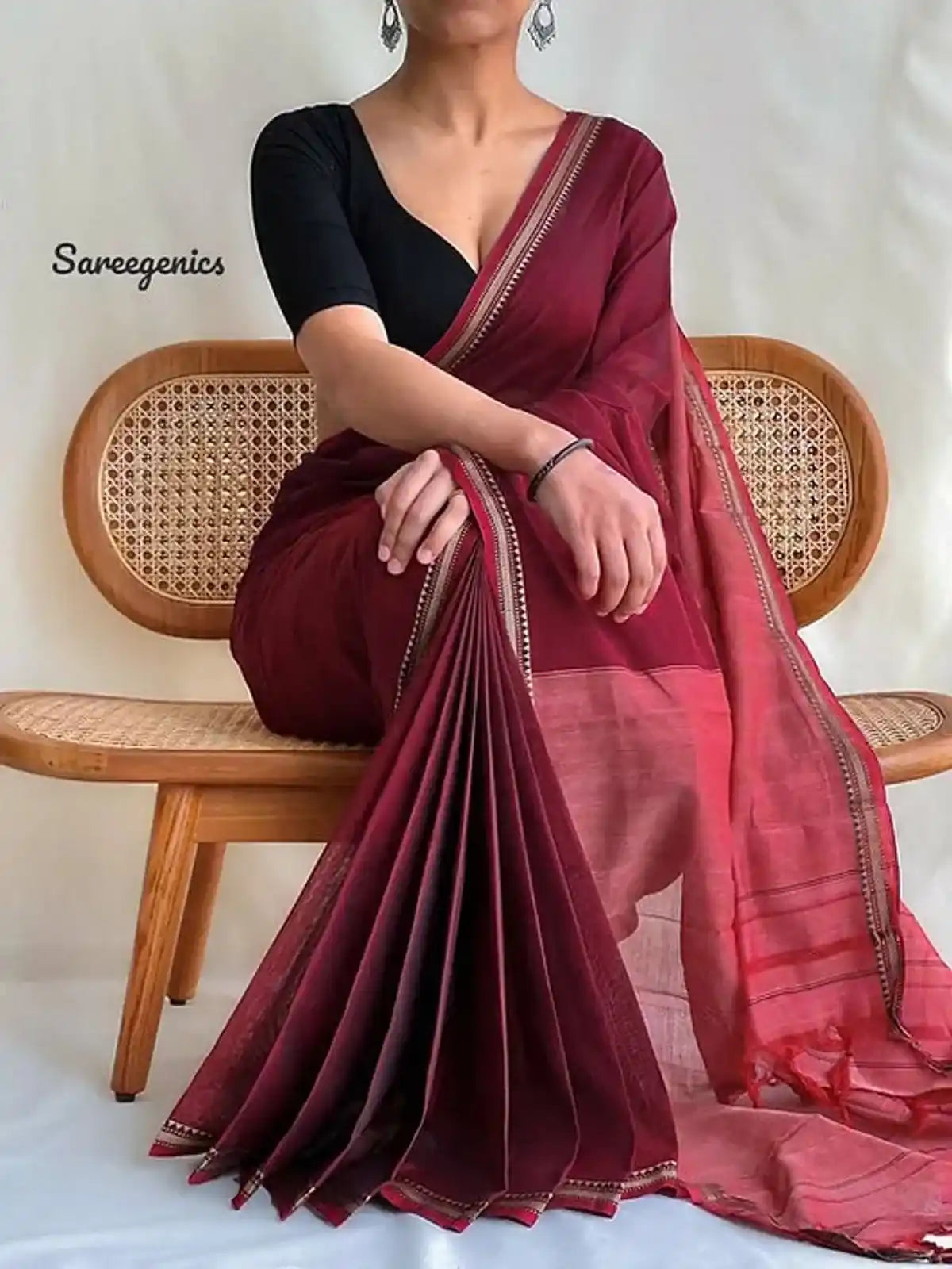 Maroon  Naraynpet Pure Cotton Saree