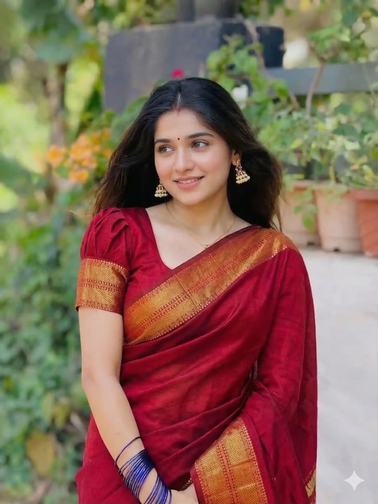 Varnam Maroon Narayan Pet Pure Cotton Saree