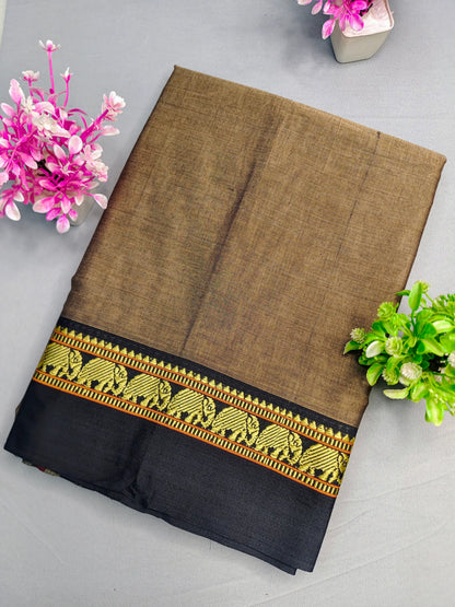 Beige Pure Cotton Premium & Elegant Saree With Running Blouse For Women