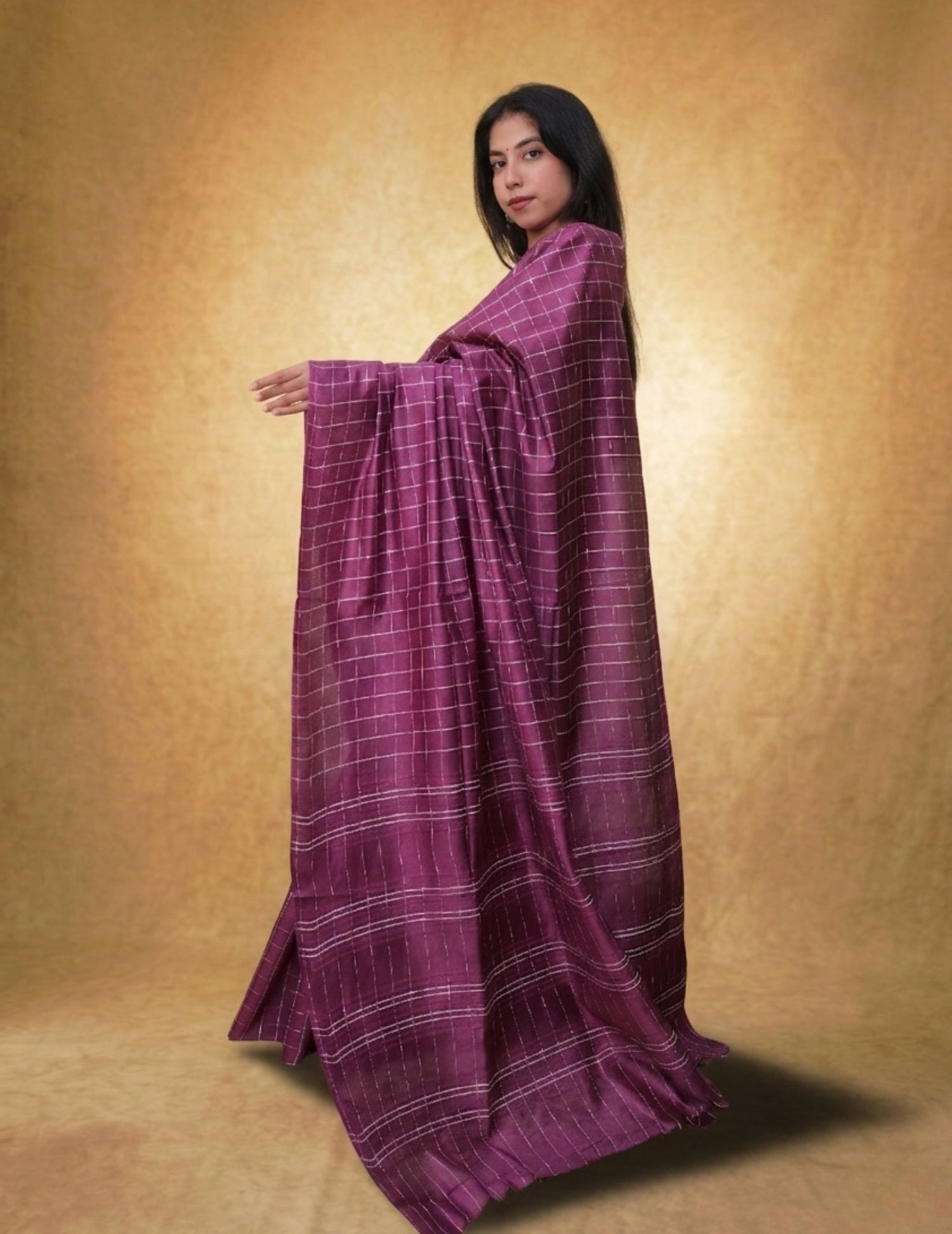 Mauve Grid - Pallu pallu