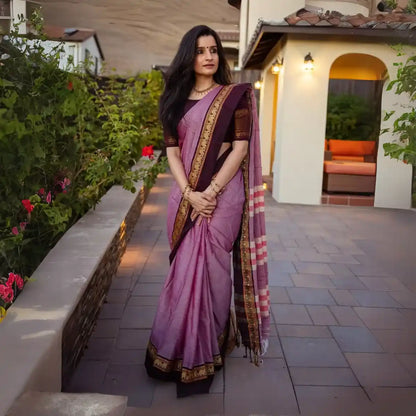 Pinkish Grey  Naraynpet Pure Cotton Saree