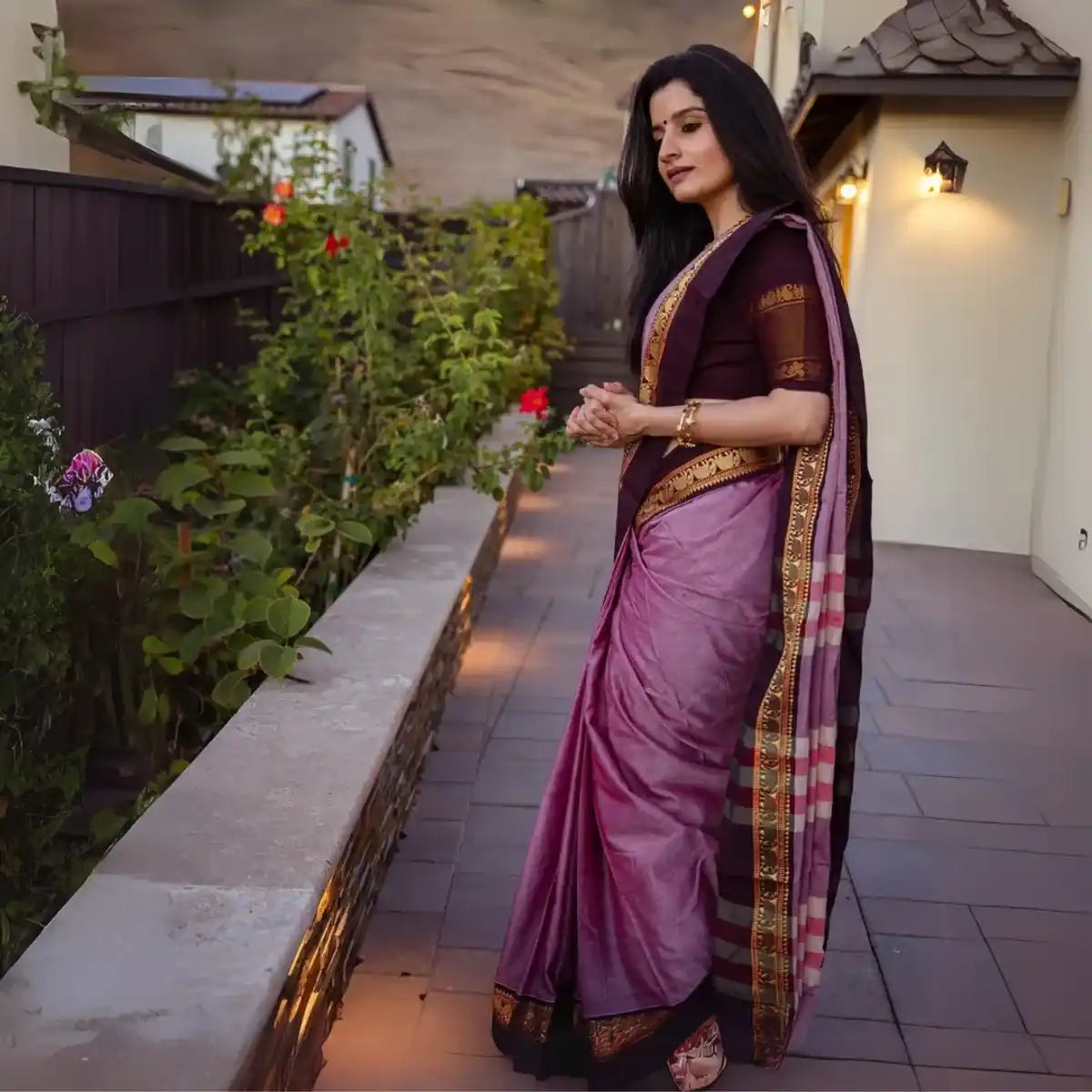 Pinkish Grey  Naraynpet Pure Cotton Saree