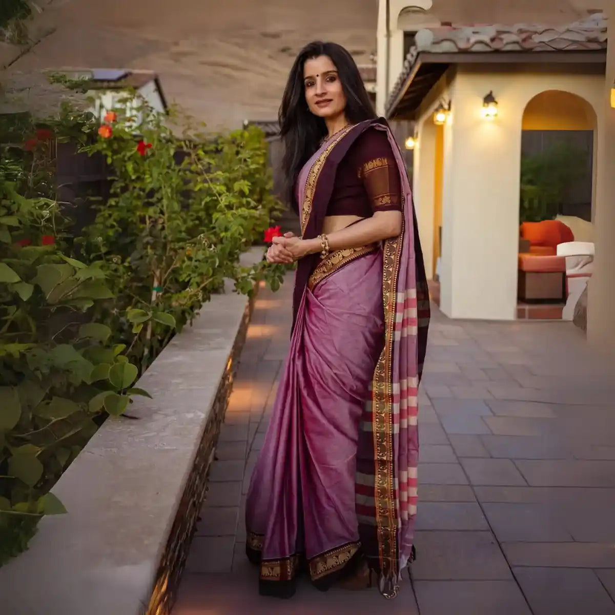 Pinkish Grey  Naraynpet Pure Cotton Saree