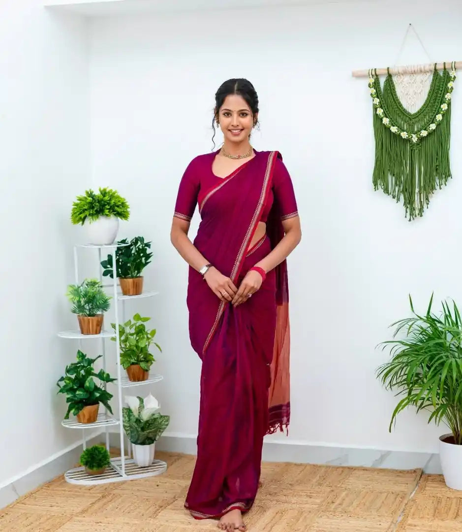 Black Pure Cotton Premium & Elegant Saree For Women