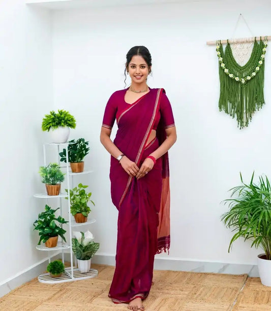 Black Pure Cotton Premium & Elegant Saree For Women