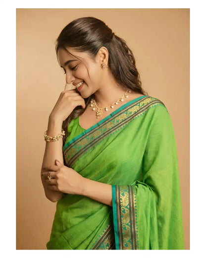 Jari Elephant Narayan Pet Pure Cotton Saree