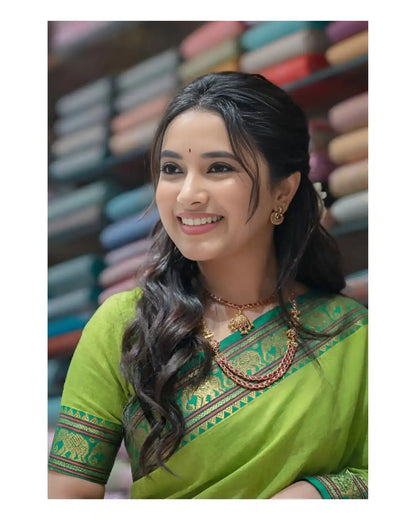 Jari Elephant Narayan Pet Pure Cotton Saree