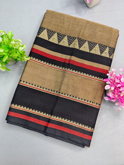 Beige Pure Cotton Premium & Elegant Saree With Running Blouse For Women