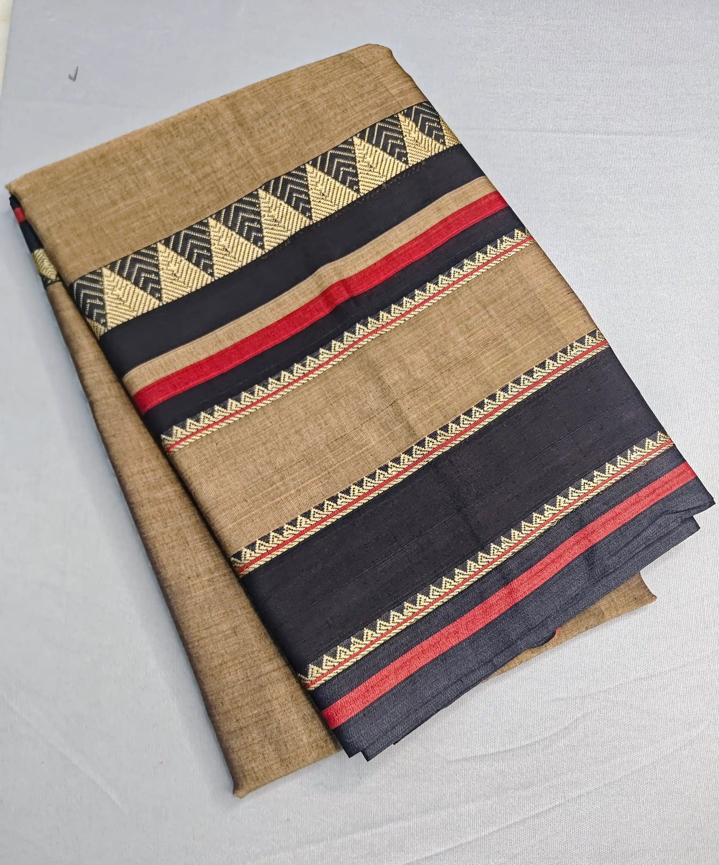 Beige Pure Cotton Premium & Elegant Saree With Running Blouse For Women