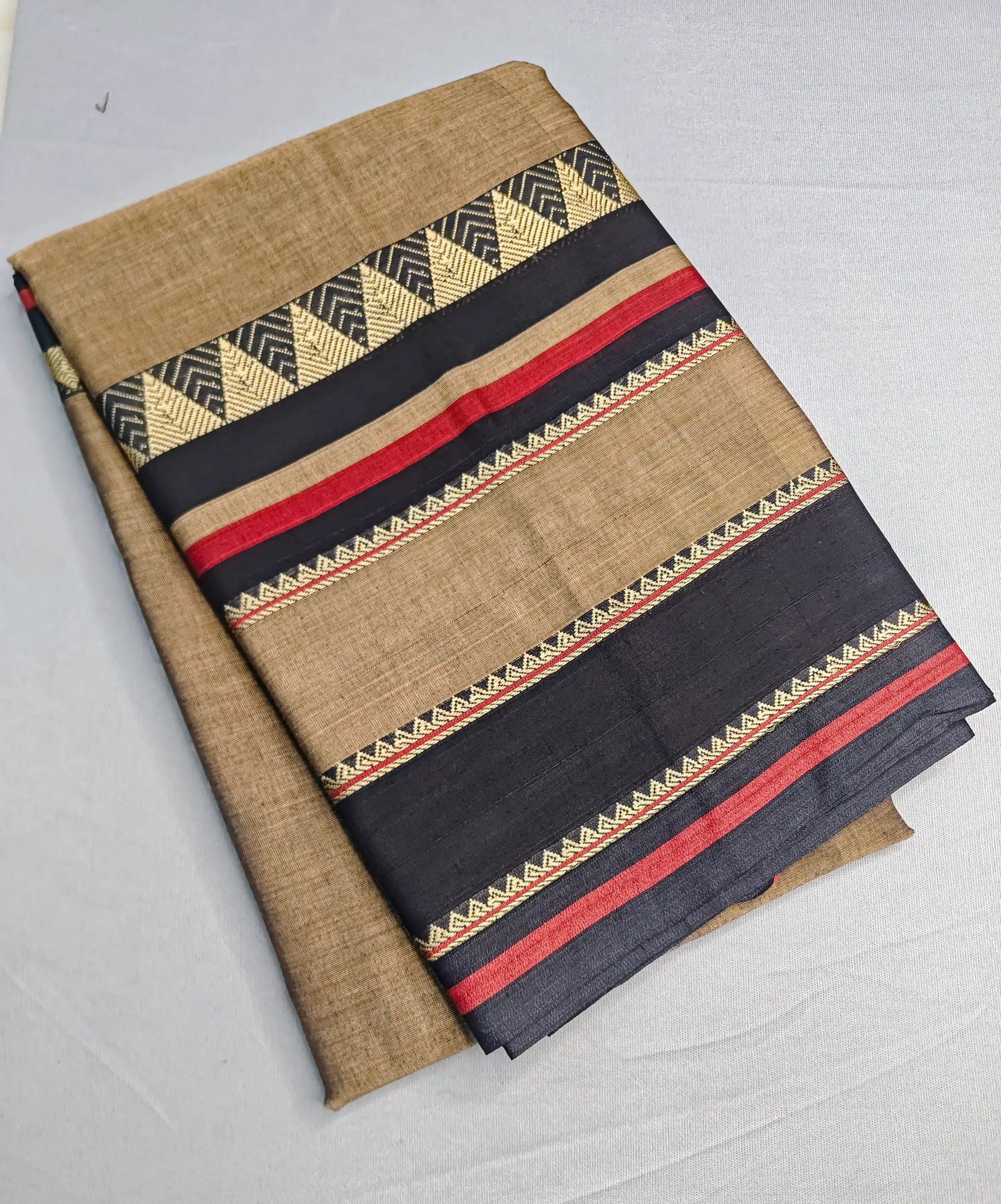 Beige Pure Cotton Premium & Elegant Saree With Running Blouse For Women
