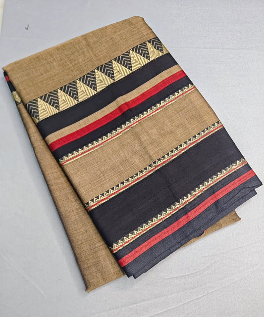 Beige Pure Cotton Premium & Elegant Saree With Running Blouse For Women