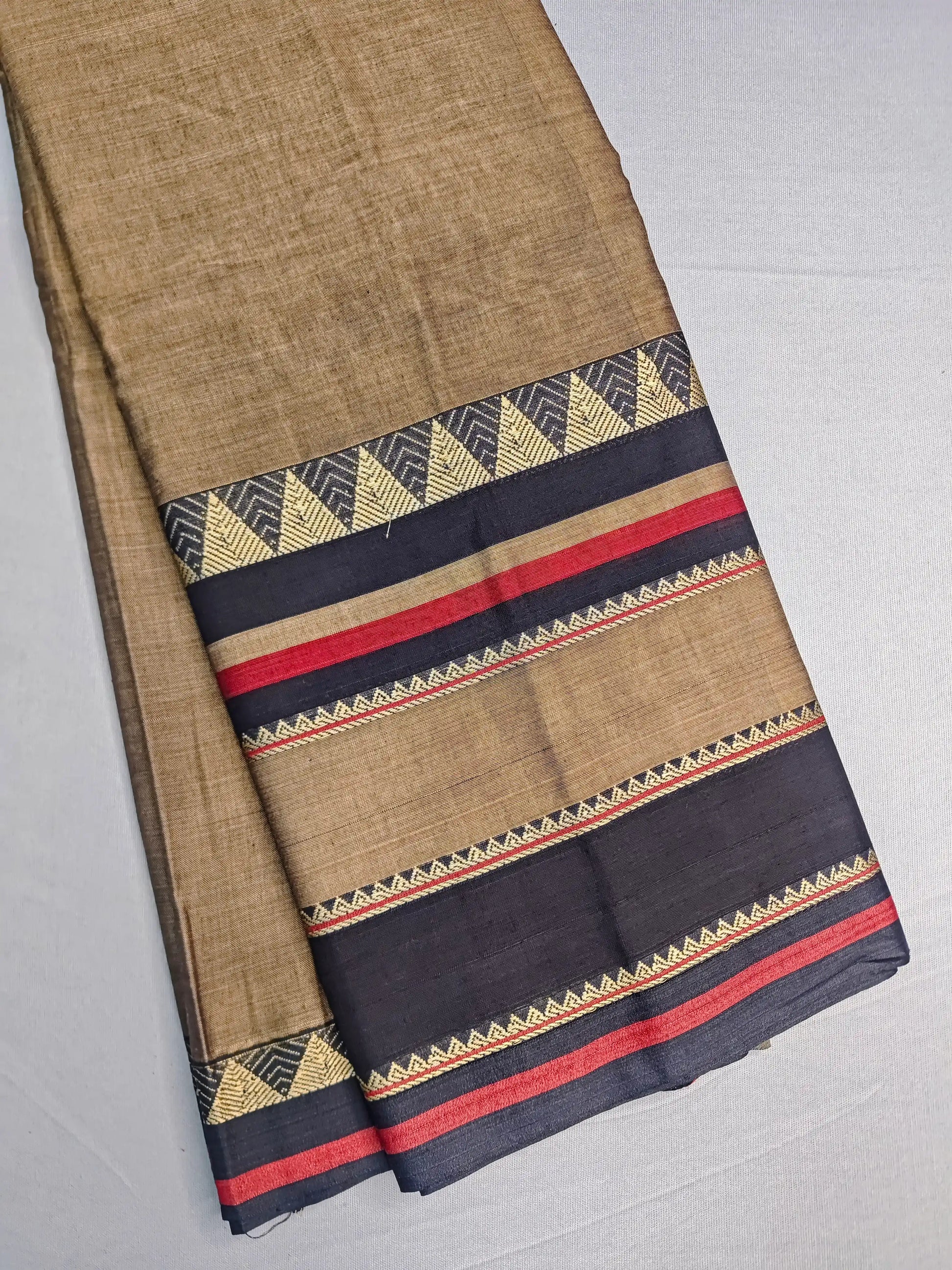 Beige Pure Cotton Premium & Elegant Saree With Running Blouse For Women