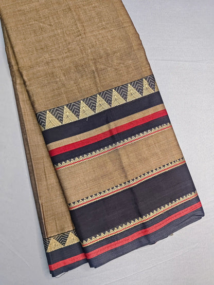 Beige Pure Cotton Premium & Elegant Saree With Running Blouse For Women