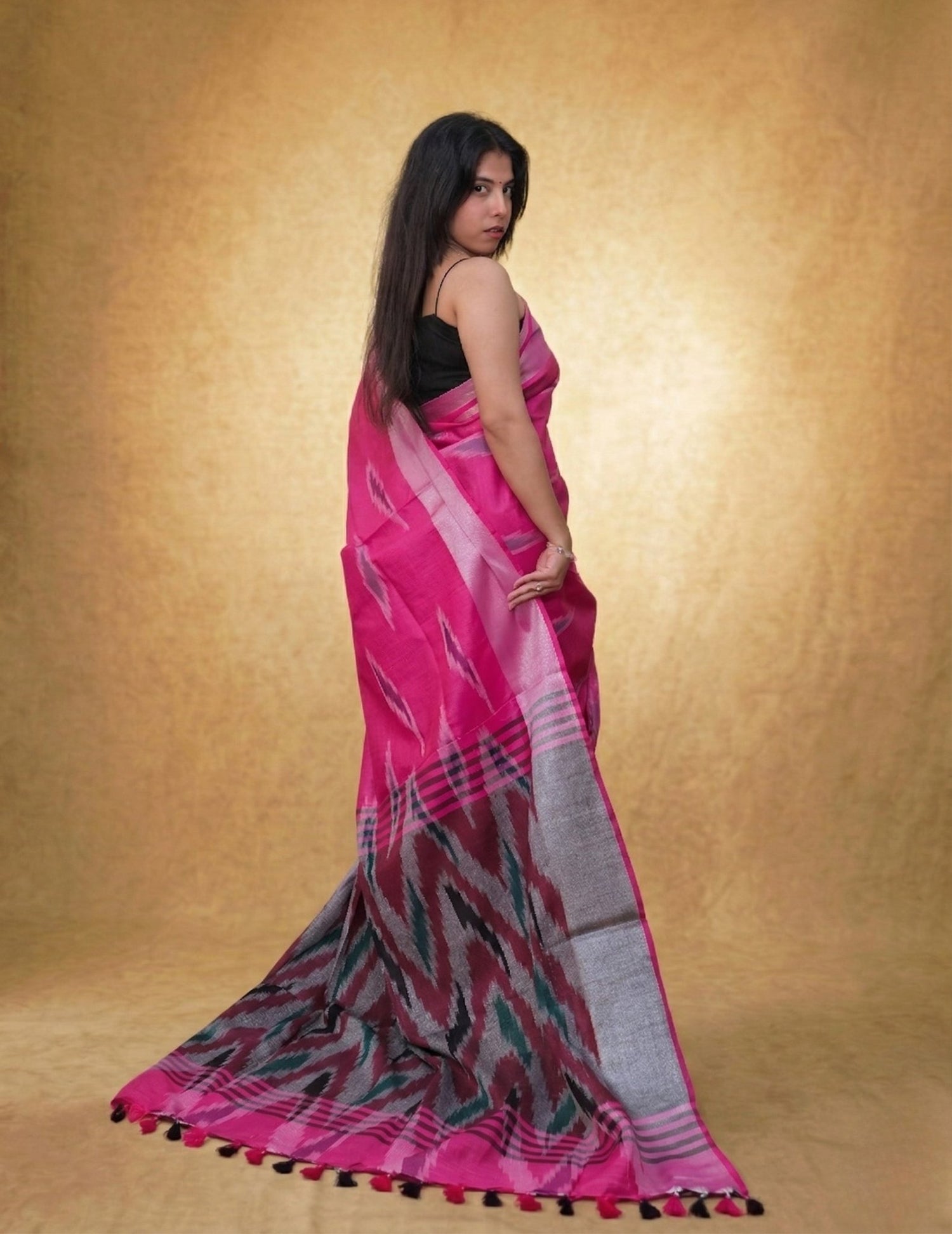 The Fuchsia Ikat - Pallu pallu