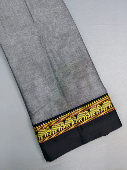 Grey Pure Cotton Premium & Elegant Saree With Running Blouse For Women