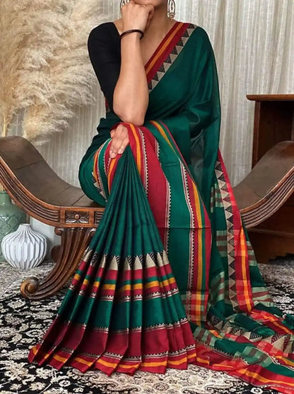Bottle Green  Naraynpet Pure Cotton Saree