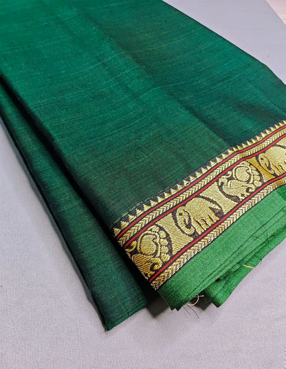 Bottle Green Pure Cotton Premium & Elegant Saree With Running Blouse For Women