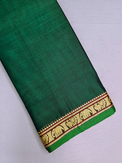Bottle Green Pure Cotton Premium & Elegant Saree With Running Blouse For Women