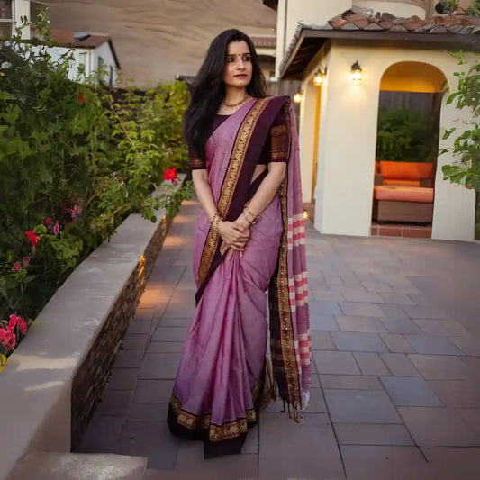 Buy 1 Get 1 Free | Pink + Green Narayanpet Cotton Sarees