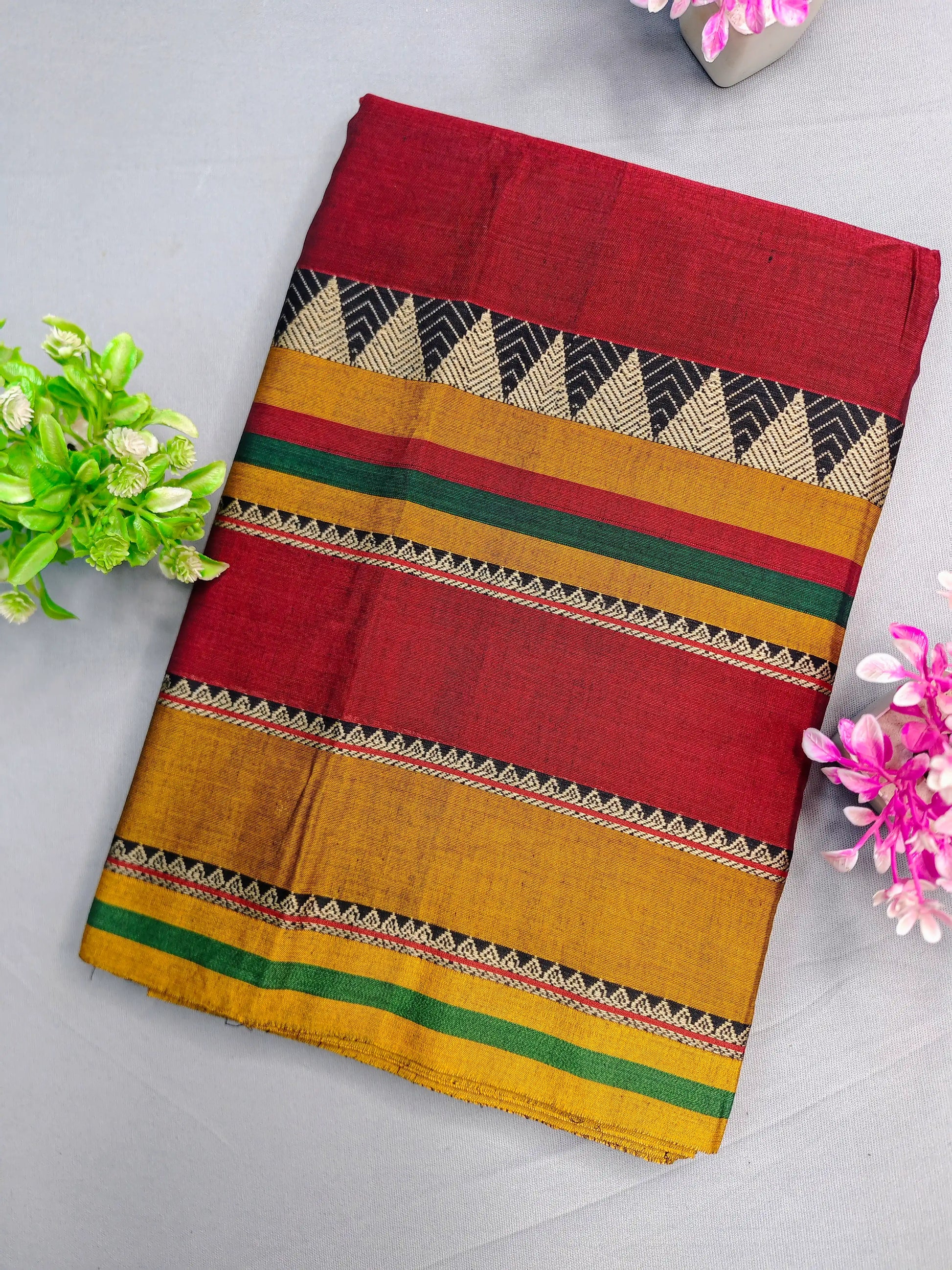 Maroon Pure Cotton Premium & Elegant Saree With Running Blouse For Women