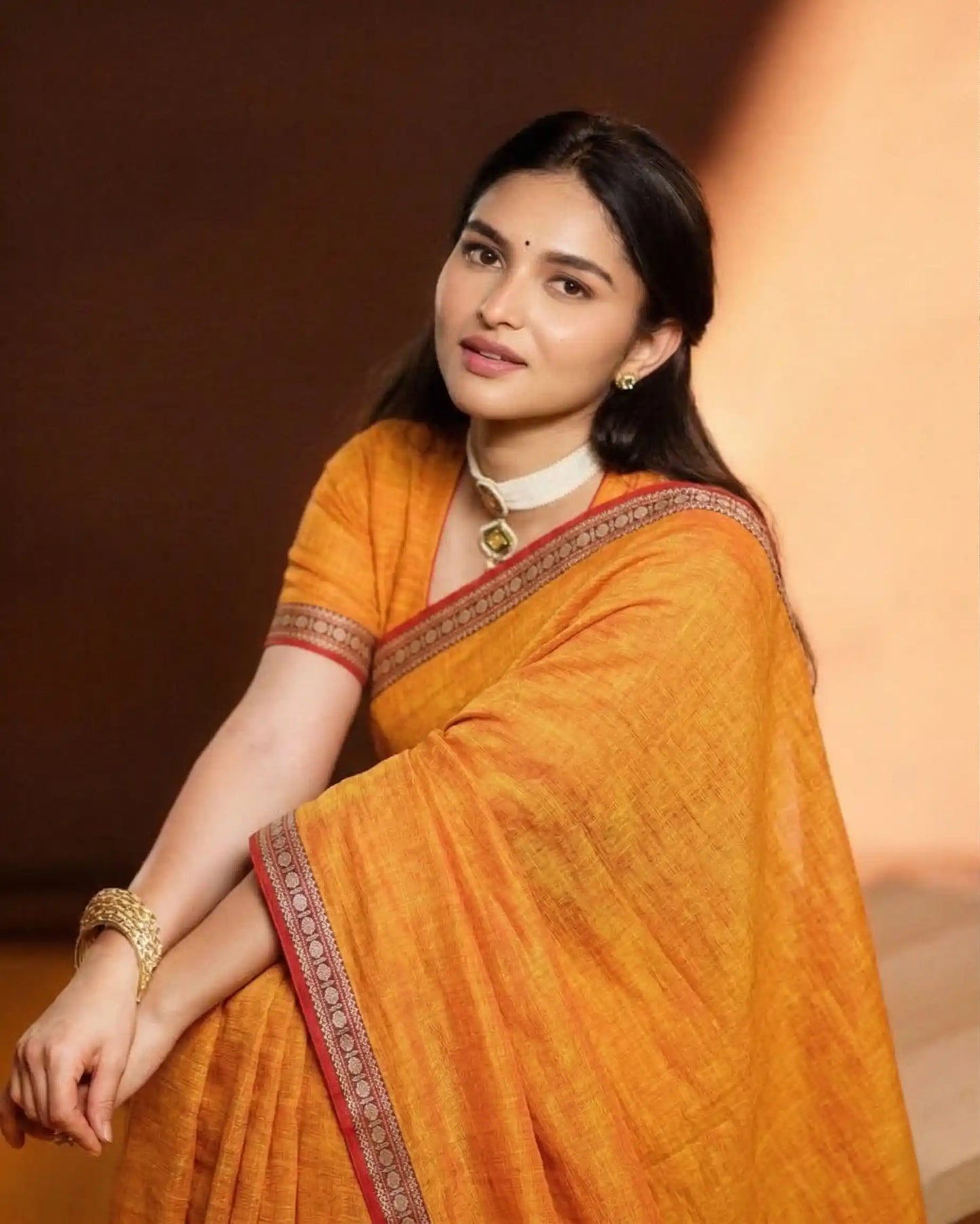 Shraddha Orange Narayan Pet Pure Cotton Saree