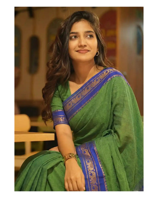 Jari Elephant Narayan Pet Pure Cotton Saree