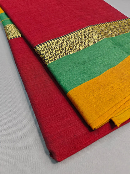 Orange Pure Cotton Premium & Elegant Saree For Women