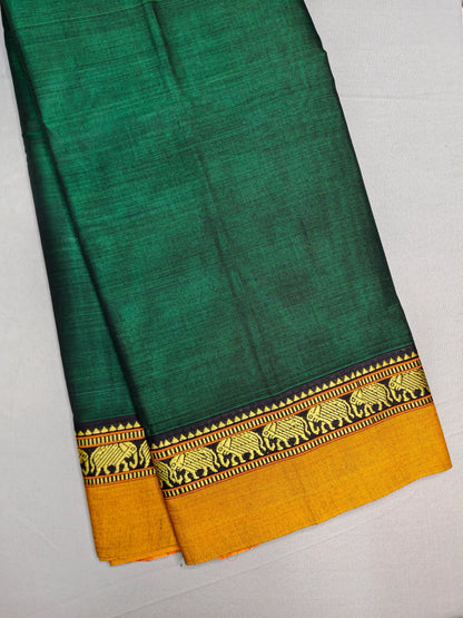 Rama Green Pure Cotton Premium & Elegant Saree For Women